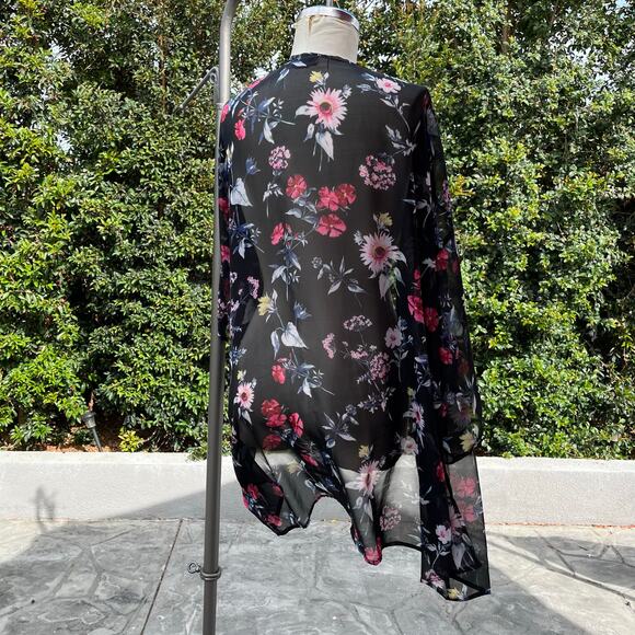 David and Young Sheer Floral Kimono Duster One Size Boho - Picture 3 of 9